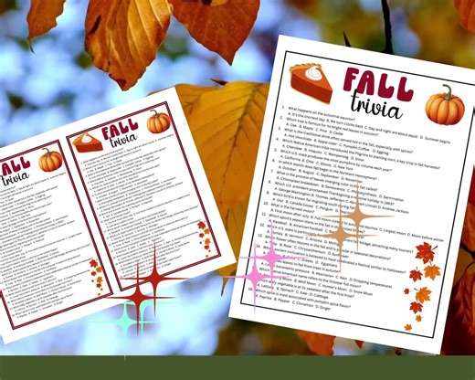 FALL Trivia Quiz Game Printable, With Answers, Autumn Harvest Festival Games, Pub Trivia, Family Thanksgiving Party Activity, Ice Breaker - Etsy Australia