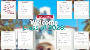 Welcome, Class of 2028! ❤️🖤 Our over half a million #sdsualumni are excited to welcome you to San Diego State University. Read through some advice as you get settled on campus. Alumni, share your best advice in the comments below. Go Aztecs! | SDSU Alumni