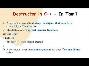 Destructor in C++ Programming in Tamil