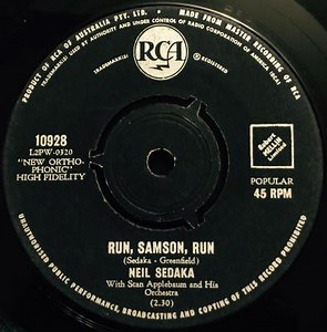 Neil Sedaka With Stan Applebaum And His Orchestra - You Mean Everything To Me / Run Samson Run