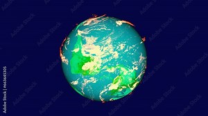 3D realistic rotated earth planet with science . Seen from globe space