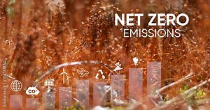Net zero emissions and carbon neutral concept. Net zero greenhouse gas emissions target. Climate neutral long term strategy. No toxic gases. .4k video