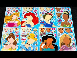 DISNEY PRINCESS STICKER BOOK MAKEOVER | FUN ACTIVITIES WITH CINDERELLA, BELLE & ARIEL! 👑