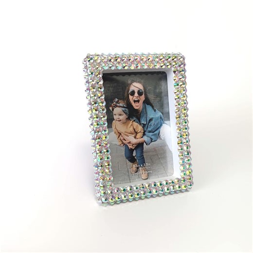 Iridescent Crystal Rhinestone Bling Bedazzled Magnetic Picture Frame Decor - Etsy