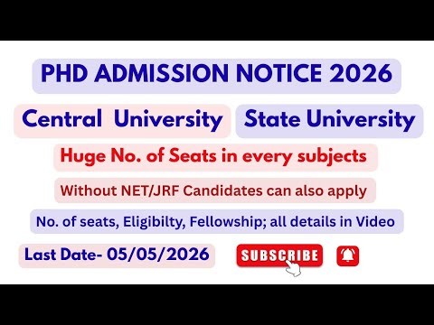 New PhD Admission Notice 2026 | Central University PhD Admission 2026 | State University |