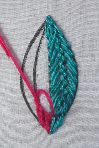 Fly stitch leaf embroidery🥰🌿#reels #reelsfb #embroidery #tutorial #datenight | SR Embroidery