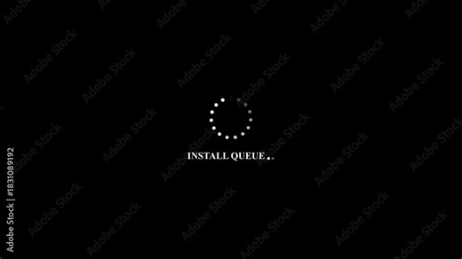 Loading spinner with text INSTALQUEUE install. Wheel loading concept icon 4K Video of Animation Science Futuristic Loading.
