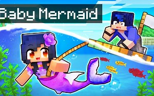MC我的世界Playing as a SECRET Baby MERMAID In Minecraft!
