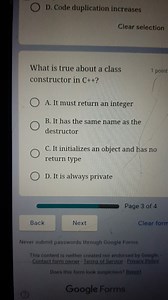 What is true about a class constructor in C  ?A. It must retu... | Filo