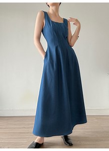 [Hot Item] Wholesale Knee-Length Fashion Sexy Evening Gown Wedding Blue Denim Suspender Ladies Women Woman Prom Summer Long Bridesmaid Cocktail Dress in Chic French Style