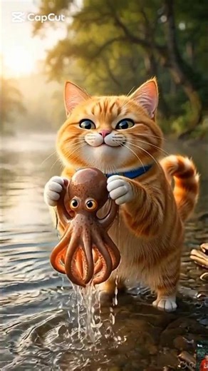 Funny Fat Orange Cat Makes Octopus Mask | Cat Photo Moment 🐱📸 #aicat #shorts