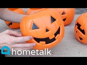 Turn $1 Walmart pumpkins into this fall porch idea!