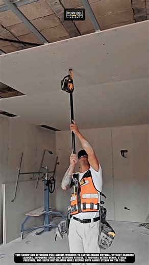 Fastening ceiling drywall using Work tool Screw Gun Extension Pole #tool #worktool