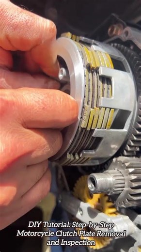 DIY Tutorial: Step-by-Step Motorcycle Clutch Plate Removal and Inspection #shorts #mechanic