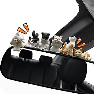 9 PCS Cat Car Mirror Hanging Accessories, Cute Cat Rear View Mirror Accessories
