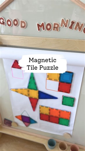 Magnetic Tile Puzzle: watch your kids love this new way to play. Simply trace the tiles in a pattern, take them off and let your kids put them back on. We really love our @noriterproject.global magnetic board for this activity. It's super high quality, double sided and brings out so much creativity. Love their felt magnets too 🥰 . . . . #gifted #noriterboard #noriterproject kidsactivities #toddlermom #kidsactivityideas #kidsactivity #toddleractivity #toddleractivityideas #simpleactivities #todd