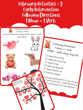 February-2 - Early Intervention worksheets -Following directions & short phrases