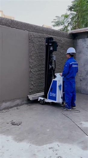 plastering process on walls with a plastering machine