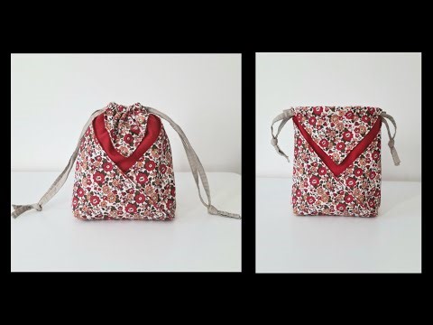 How to make an origami drawstring pouch from 2 squares of fabric? EASY sewing tutorial!