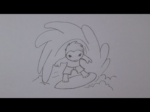 How to draw a surfer