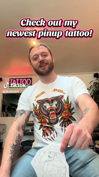 Stunning Pinup Tattoo: Biker Cowboy Design