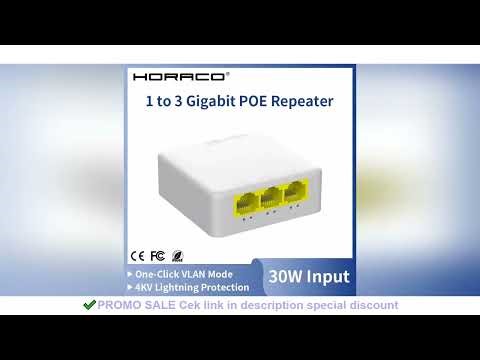HORACO 4 Port Gigabit POE Extender 1000M Network Switch Repeater IEEE802.3af/at Plug&Play for PoE Sw