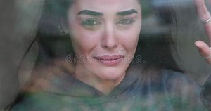 Sad Woman is Crying Behind the Window. Stock Footage - Video of feelings, alone: 182342450