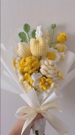 オーダーいただいた黄色のほっこり可愛い花束💐✨ #crochet #かぎ針編み #ハンドメイド #handmade #花束