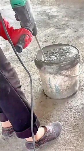 Mixing Cement with Electric Drill Mixer #shorts