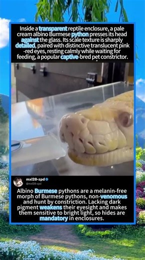 Albino Burmese Python Presses Against Glass#Python 🐍 #ExoticPets #AlbinoReptile #ReptileCare