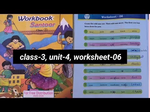 Class-3, unit-4, worksheet-06, workbook, santoor