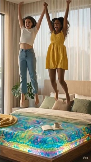 Satisfying Jelly Bed Jump in Slow Motion 😍 #shorts