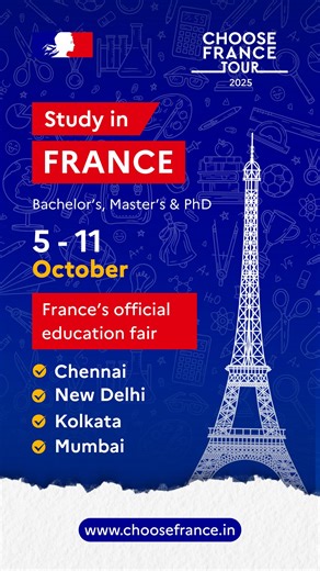 Falling into opportunities you never expected? That’s the Choose France Tour 2025! 🇫🇷 🎓 Meet Top French University and Institutions. 🌍 Explore world-class study opportunities 🚀 Shape the future you dream of 👉 Register now and be part of it! #ChooseFrance #ChooseExcellence #ChooseOpportunity | Campus France India