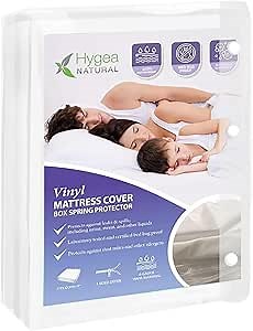 Hygea Natural Twin Size Tear-Free Heavy Duty Vinyl Box Spring and Mattress Cover - Waterproof, Anti-Bed Bug and Allergen-proof, Zippered Encasement - 39” x 75” x 9” Deep - Durable Protection