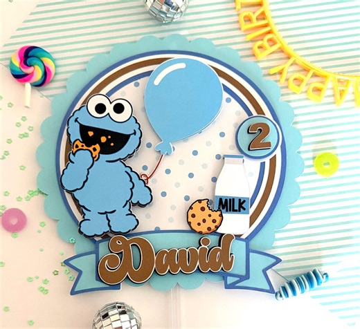 Cookie Theme Party Cake Topper | Custom Name Birthday Decoration - Etsy