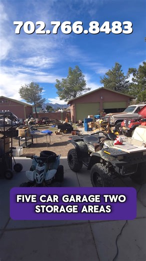 Nora Aguirre on Instagram: "🏡 DREAM OPPORTUNITY: Half-Acre Paradise with Endless Storage! 🏡 $690,999 | 4 Bed | 2 Bath | 2,056 sq ft | Las Vegas, NV 🚗 CAR & RV ENTHUSIAST'S DREAM: ✨ 6 total garage spaces (2-car attached + 4-car detached + tandem) ✨ Expansive RV parking (front & gated side access) ✨ 2 powered storage sheds ✨ Half-acre lot (20,473 sq ft!) 🏠 MODERN UPGRADES: ✅ Updated kitchen with granite counters ✅ Tile flooring throughout ✅ Remodeled bathrooms with new showers & vanities ✅ Woo