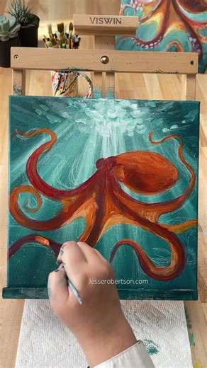 Learn to paint an octopus, capturing everything from its intricate tentacles to glowing light beams!