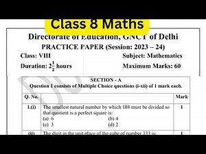 Class 8 Maths DOE practice paper 1 solutions - Section A Q.1 solution - 8th class maths sample paper