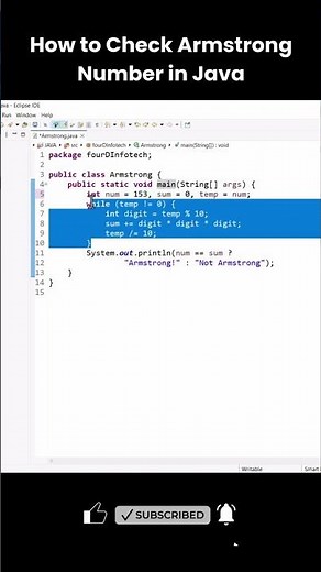 How to Check Armstrong Number in Java | Java Program in Eclipse IDE