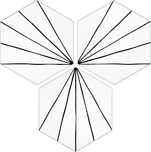 45-Sheet Peel and Stick Backsplash Tile Sticker, 6" x 7" White Art Deco Hexagon Flower Vintage Self-Adhesive Wall Tile for Kitchen Bathroom Shower Living Room, Covers 10 Sq. Ft.