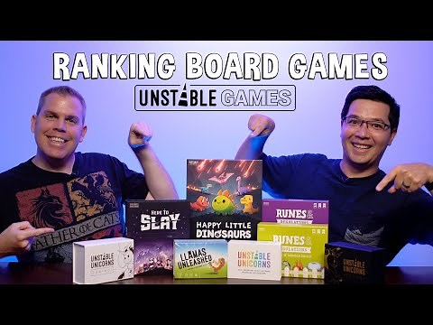 Ranking Board Games by Unstable Games (Unstable Unicorns, Here to Slay, Happy Little Dinosaurs)
