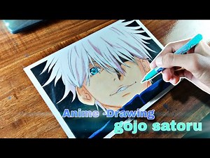 how to draw gojo satoru colour pencil - Anime drawing easy|| Jujutsu kaisen Gojo #anime