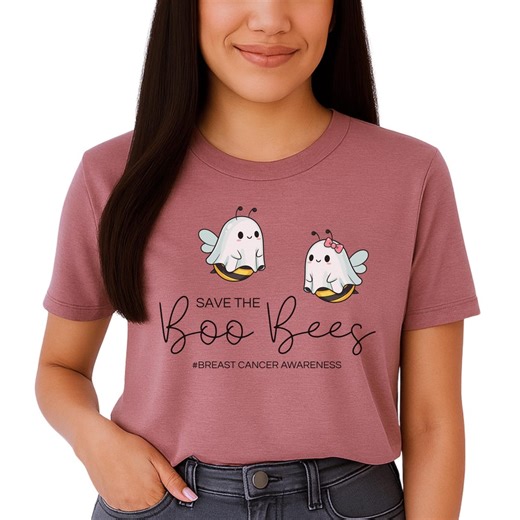 Save the Boo Bees Shirt Damen | Lustiges Brustkrebs Bewusstsein T-shirt | Halloween Ghost Bee Motiv | Geschenk Oktober Pink Ribbon - Etsy