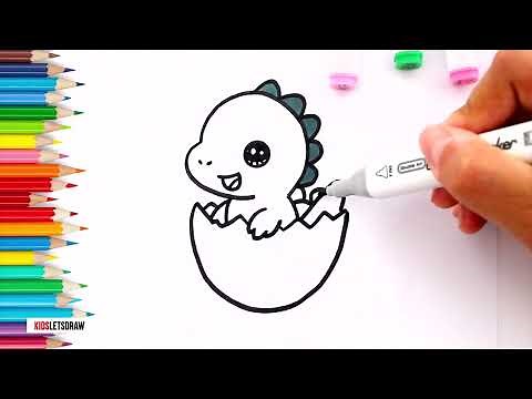 Cómo dibujar un DINOSAURIO Bebé saliendo del Huevo 🦖🥚 | Drawing a baby Dinosaur Hatching from an Egg