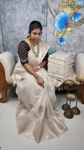 #Banarasi #Tissue #linen #saree with Zari weaving butta Running blouse For order click below link 👇👇👇👇👇👇 https://wa.link/1sztiu | YAZHE Creations