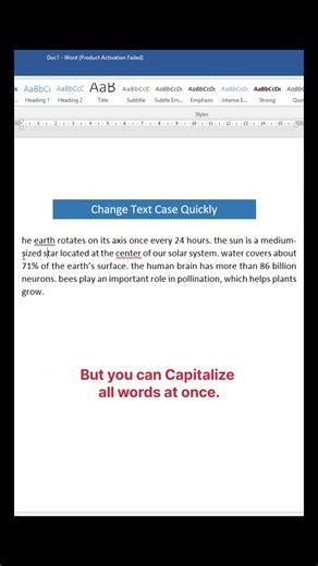 “Instant Capital Letters in MS Word | No Manual Typing!” #shorfeed #viralyoutubevideo #shorts