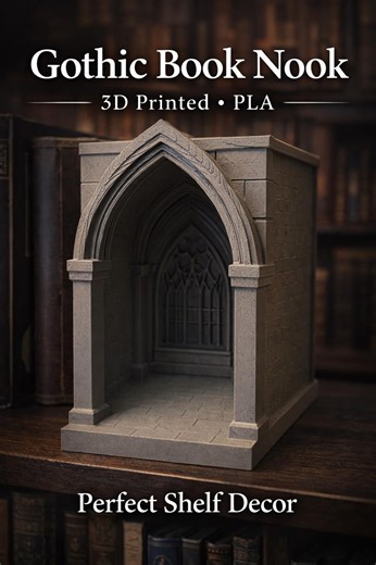 Gothic Book Nook 3D Printed, Cathedral Shelf Decor, Dark Academia Bookshelf Insert, Gothic Arch Bookend, Library Decor Gift - Etsy