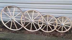 Wooden Wagon Wheels - Buggy Wheels - Aluminum Hub - Wooden Cart Wheels - Amish Handmade - Country Decor- Primitive - Etsy