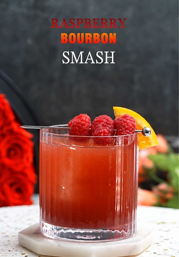 Raspberry Bourbon Smash Cocktail Recipe for Valentine's Day