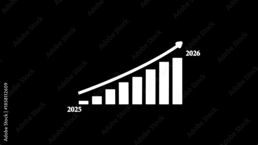 Business growth concept in allusive graph chart showing 2025 or 2026 marketing sales profit. Business Growth and Success Arrow Infographics/ Animation of a business infographic.